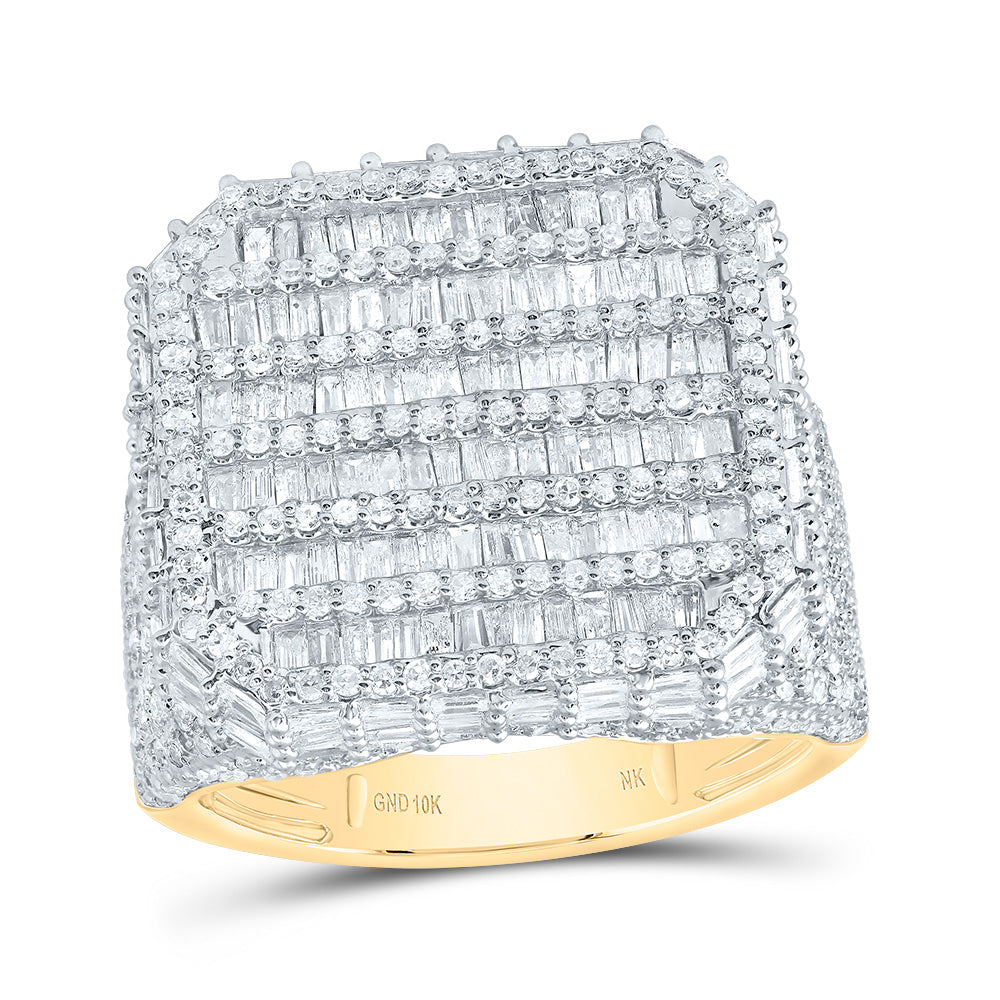 3CTW-DIA NK FASHION OCTAGON BAGUETTE MENS RING