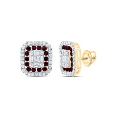 5/8CTW-DIA ANA M 1/2CTW-RD-RU NAT GEM OCTAGON STUD EARRING
