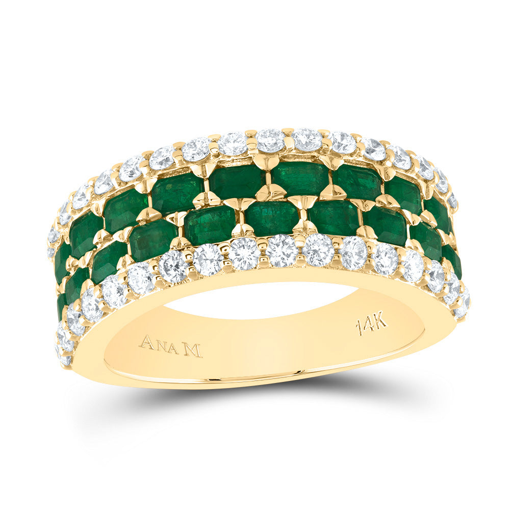 3/4CTW-DIA ANA M 1 1/2CTW-EM-EM NAT GEM ANNIVERSARY BAND
