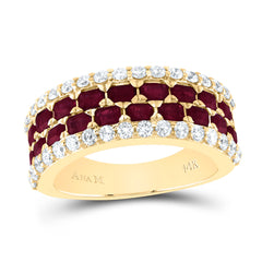 14K Yellow Gold 3/4 CTW-Natural Diamond 2 1/3 CTW-Em-Ru Natural Gemstone Anniversary Band 7.16 Gram