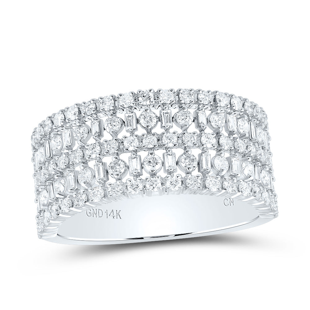 14K White Gold 1 CTW-Natural Diamond Fashion Ladies Band 5.8 Gram