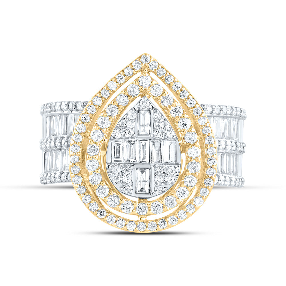 1 3/8CTW-DIA ANA M FASHION PEAR BAGUETTE BRIDAL RING