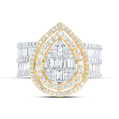 1 3/8CTW-DIA ANA M FASHION PEAR BAGUETTE BRIDAL RING