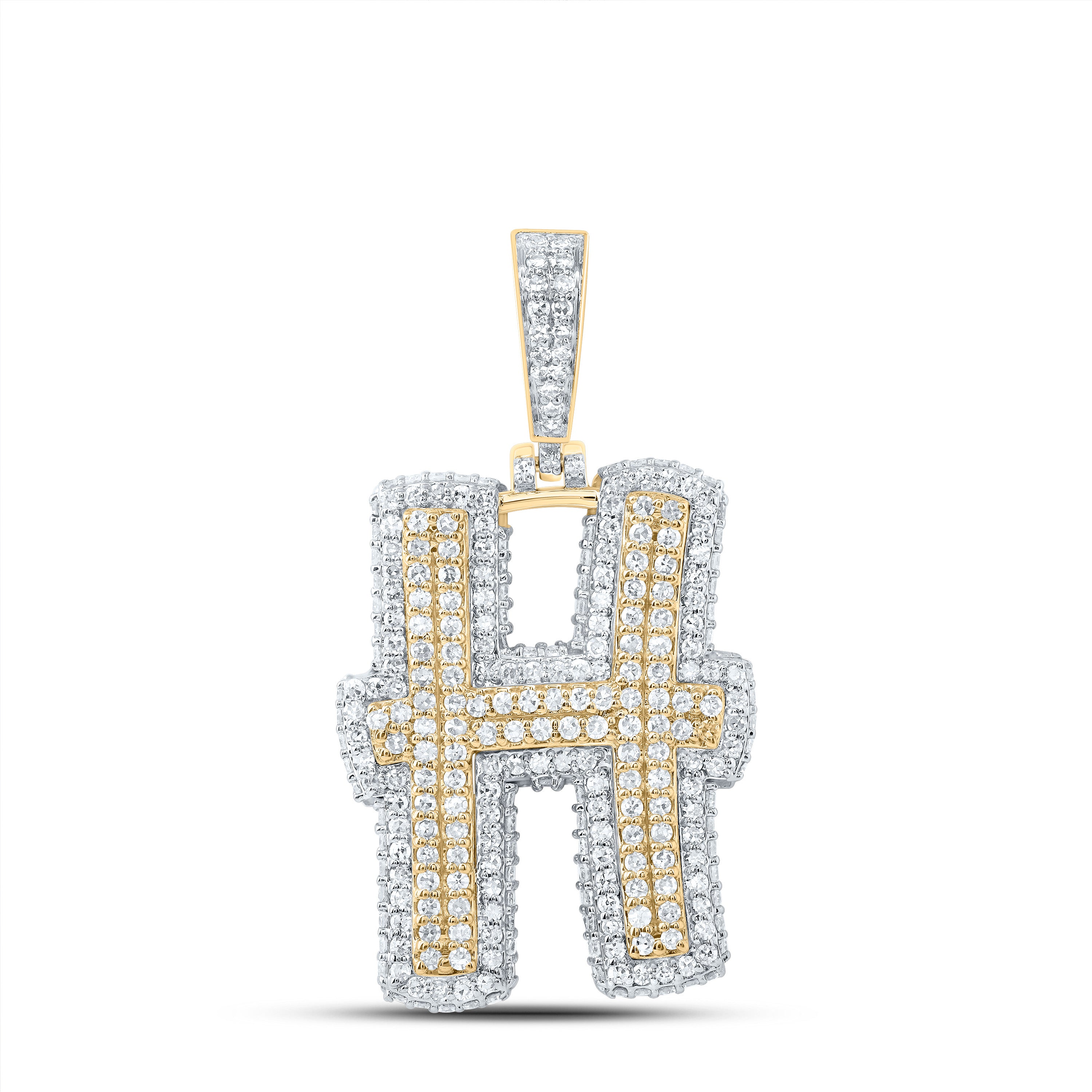 1 1/2CTW-DIA NK FASHION INITIAL "H" PENDANT