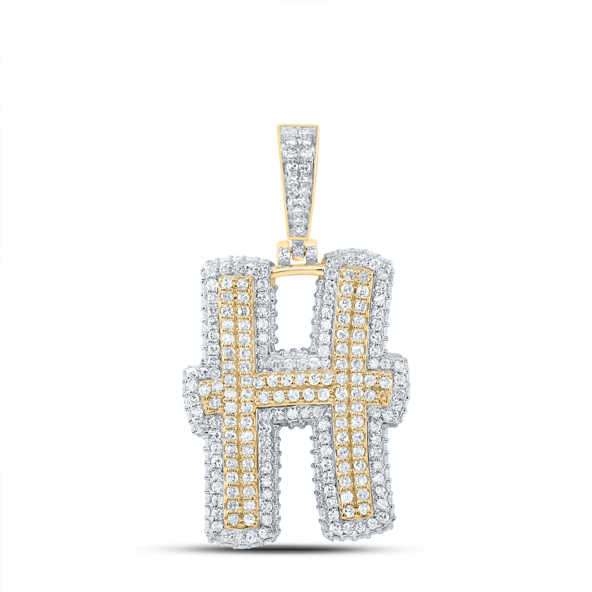 1 1/2CTW-DIA NK FASHION INITIAL "H" PENDANT