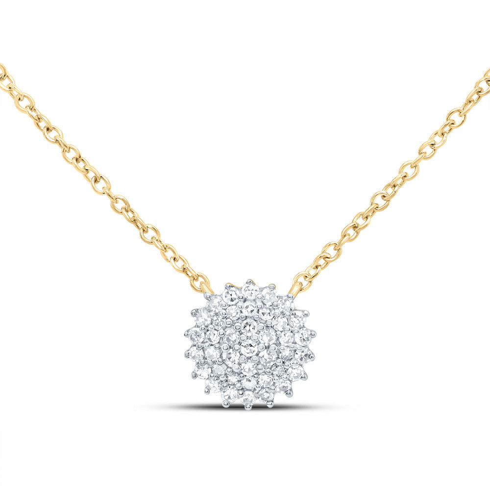 10K Yellow Gold 1/8 CTW-Natural Diamond Gift Round Necklace (18 Inch ) 0.58 Gram