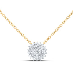 10K Yellow Gold 1/8 CTW-Natural Diamond Gift Round Necklace (18 Inch ) 0.58 Gram