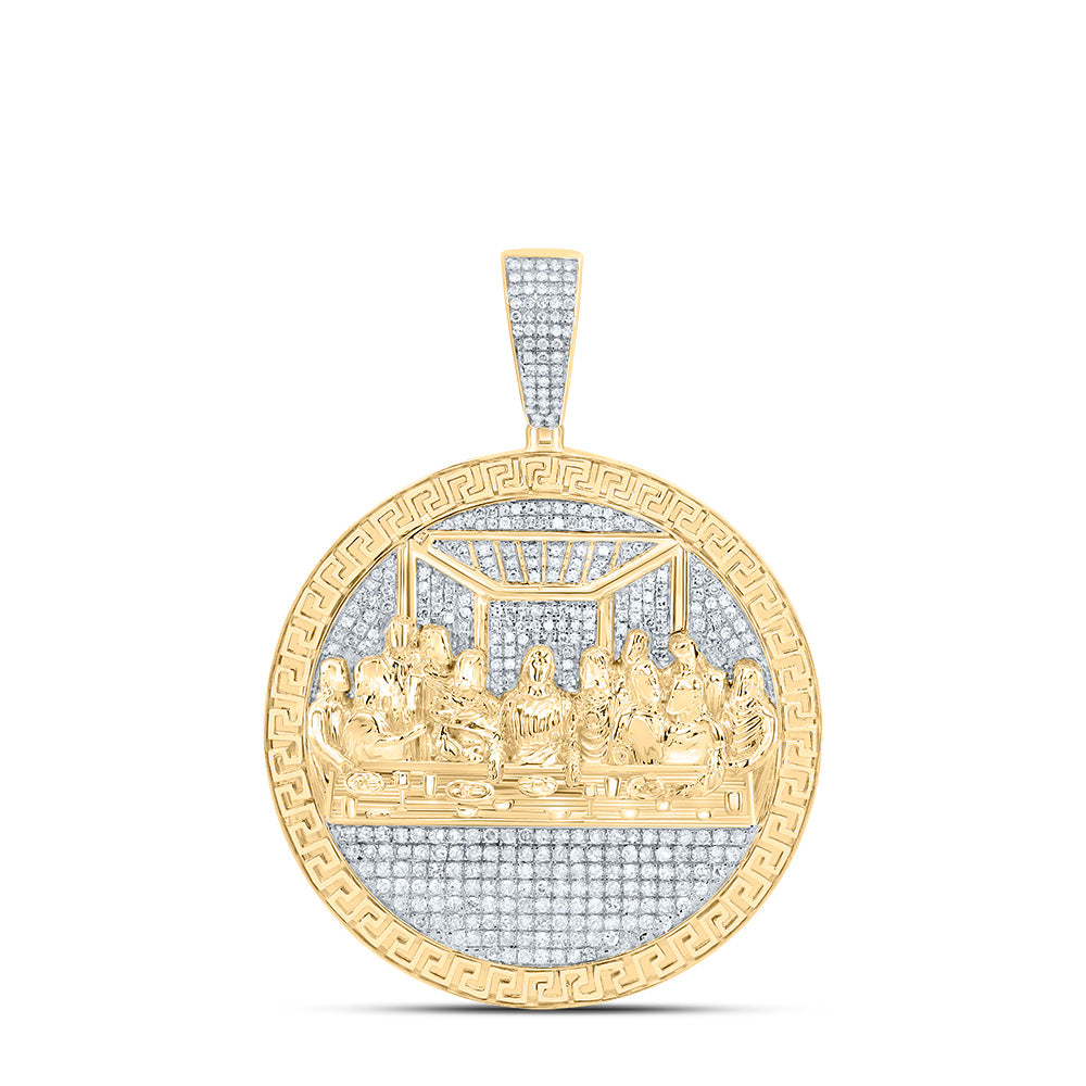 10K Yellow Gold 1 1/4 CTW-Natural Diamond Last Supper Mens Charm 15.22 Gram