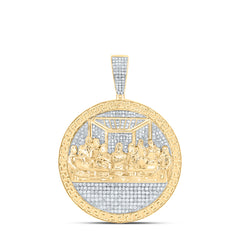 10K Yellow Gold 1 1/4 CTW-Natural Diamond Last Supper Mens Charm 15.22 Gram