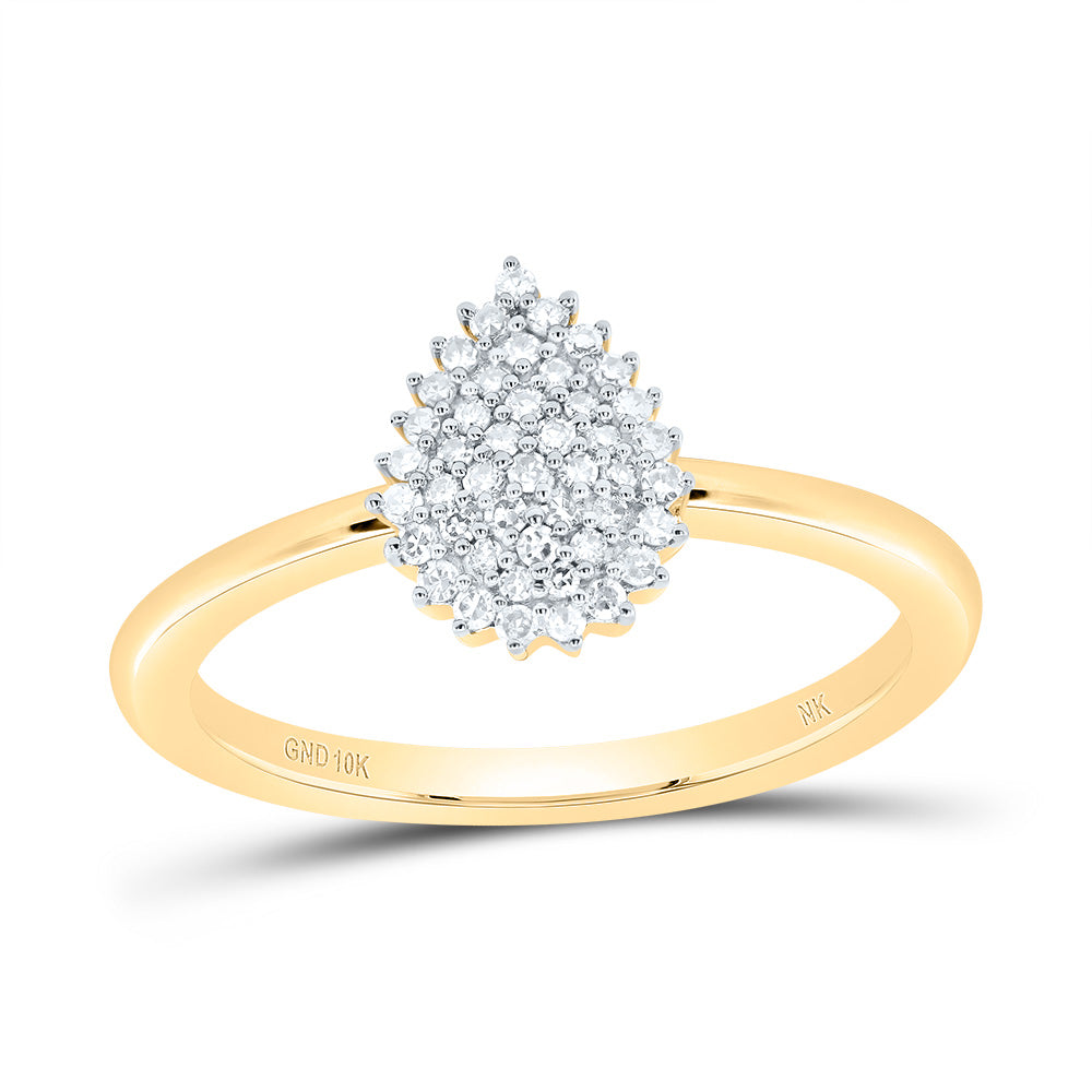 10K Yellow Gold 1/6 CTW-Natural Diamond Gift Pear Ring 2.35 Gram