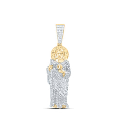 10K Yellow Gold 1 1/2 CTW-Natural Diamond Saint Jude Mens Charm 9.49 Gram