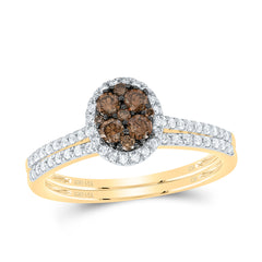 1/2CTW-DIA CN COGNAC NATURAL OVAL BRIDAL SET