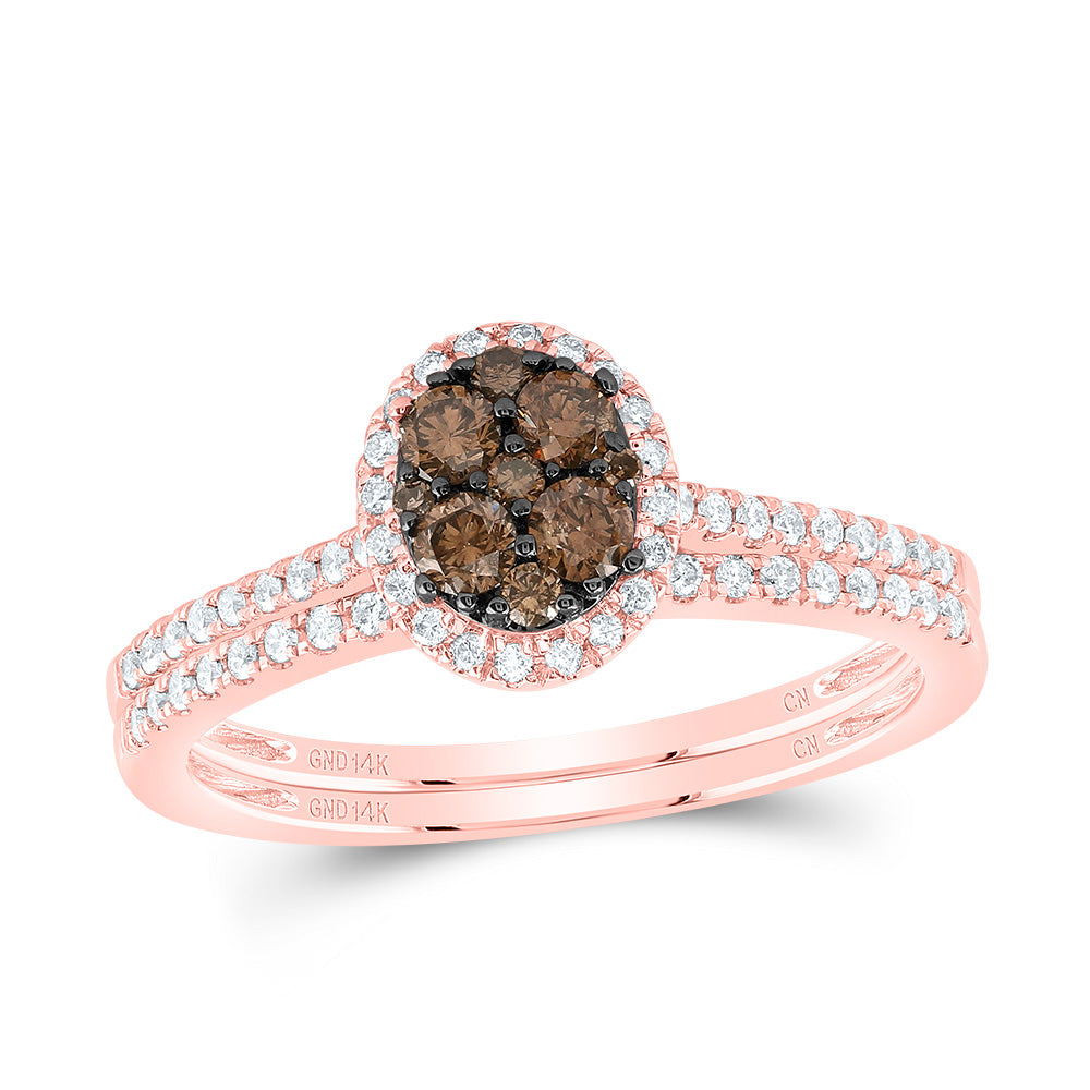1/2CTW-DIA CN COGNAC NATURAL OVAL BRIDAL SET