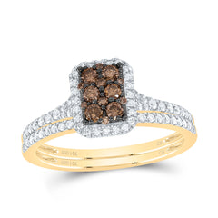 1/2CTW-DIA CN COGNAC NATURAL OCTAGON BRIDAL SET