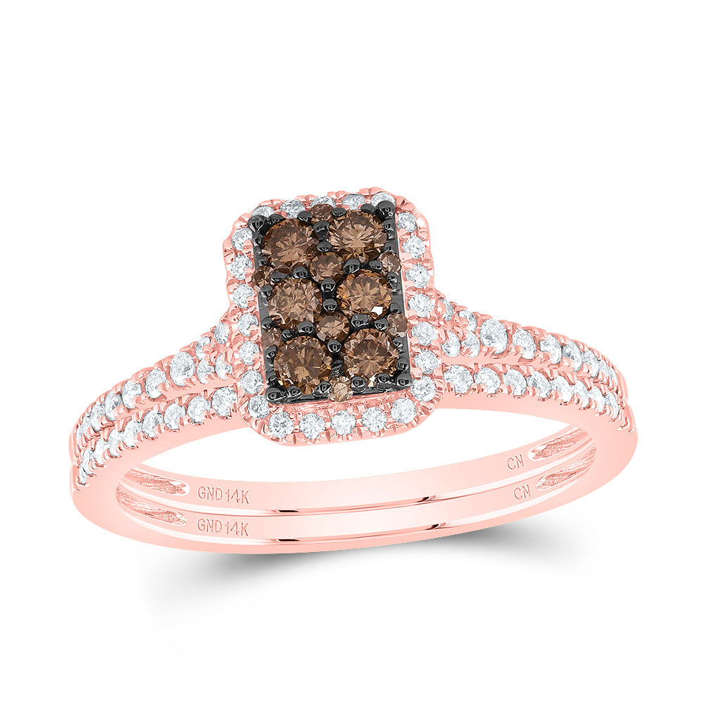 1/2CTW-DIA CN COGNAC NATURAL OCTAGON BRIDAL SET