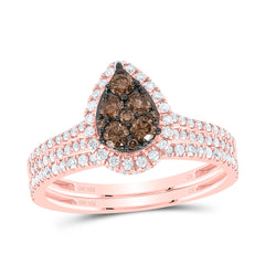 3/4CTW-DIA CN COGNAC NATURAL PEAR BRIDAL SET