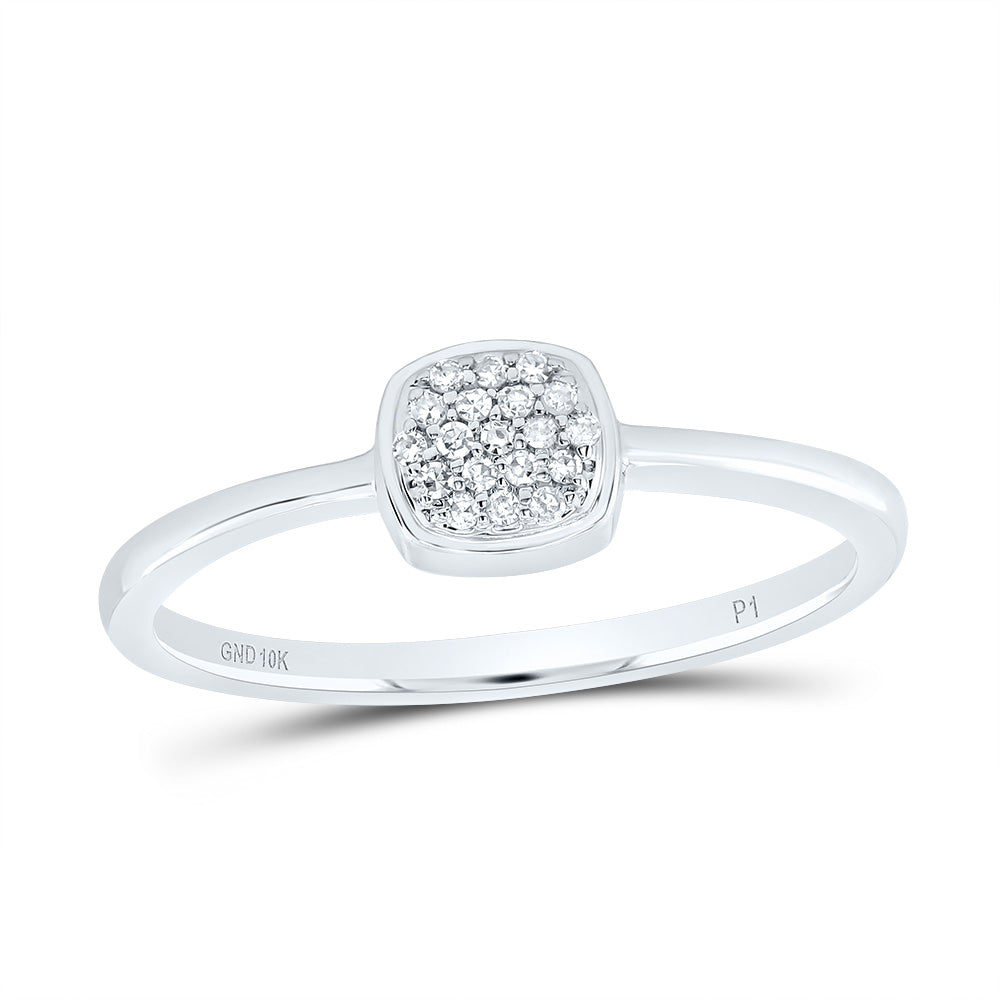 10K White Gold 1/20 CTW-Natural Diamond Gift Cushion Ring 1.18 Gram