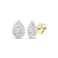 10K Yellow Gold 1/5 CTW-Natural Diamond Gift Pear Stud Earring 0.73 Gram