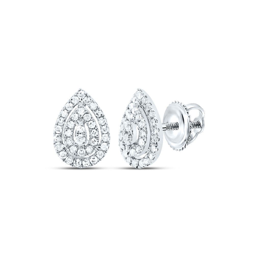 10K White Gold 1/5 CTW-Natural Diamond Gift Pear Stud Earring 0.76 Gram
