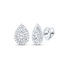 10K White Gold 1/5 CTW-Natural Diamond Gift Pear Stud Earring 0.76 Gram