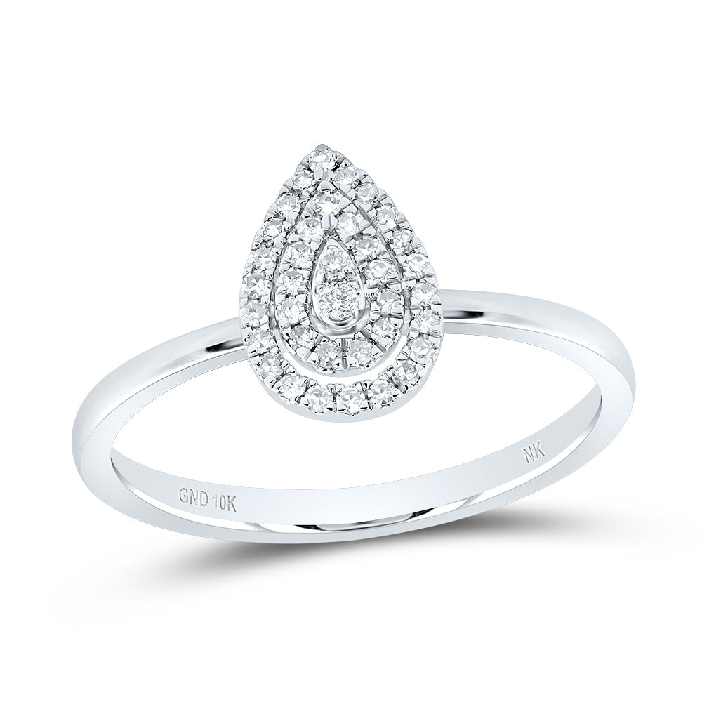 10K White Gold 1/6 CTW-Natural Diamond Gift Pear Ring 1.84 Gram