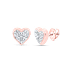 10K Rose Gold 1/8 CTW-Natural Diamond Gift Heart Stud Earring 1.33 Gram