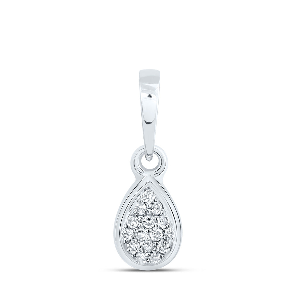 10K White Gold 1/20 CTW-Natural Diamond Gift Pear Pendant 0.37 Gram