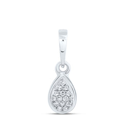 10K White Gold 1/20 CTW-Natural Diamond Gift Pear Pendant 0.37 Gram