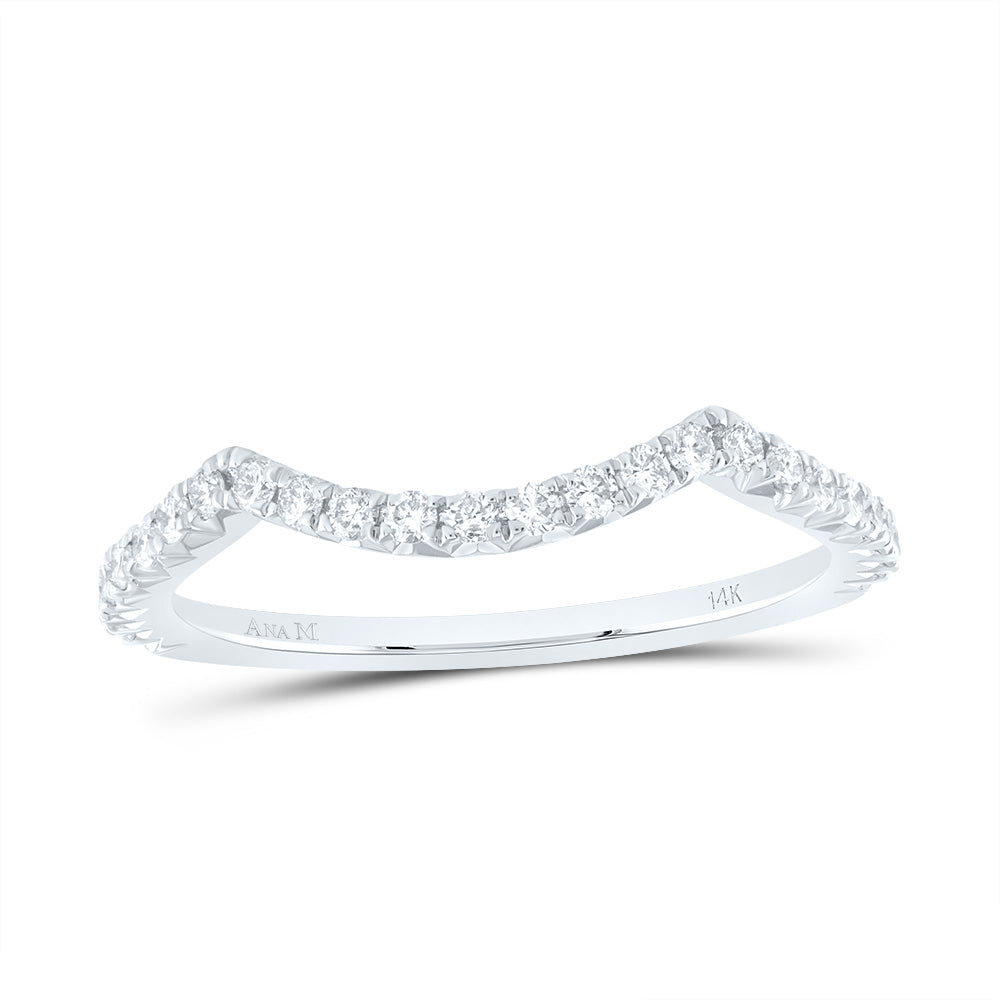 14K White Gold 1/3 CTW-Natural Diamond Fashion Cnc Cushion Band 1.62 Gram