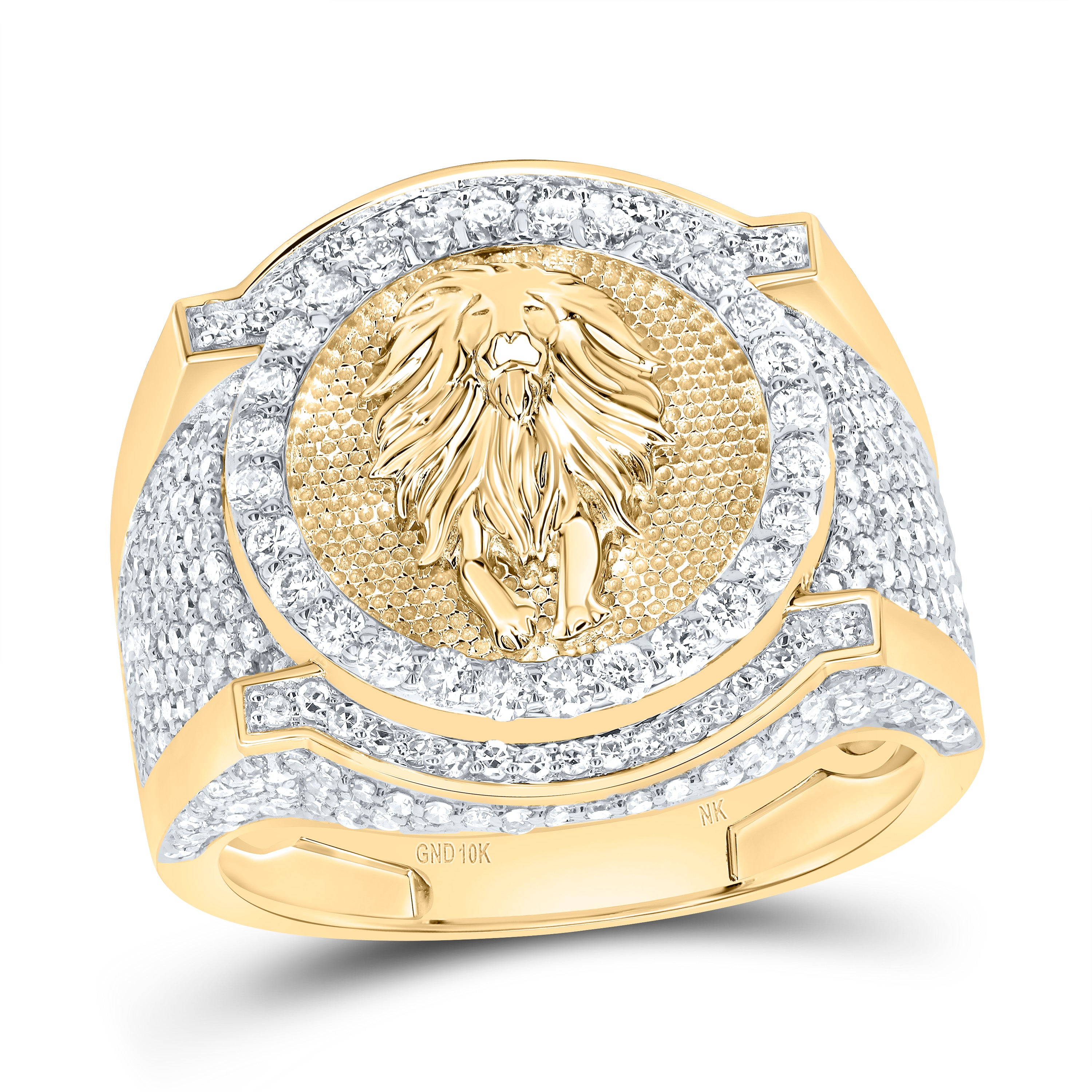 1 5/8CTW-DIA NK FASHION ROUND LION MEN'S RING