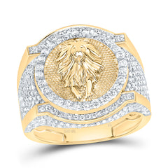 1 5/8CTW-DIA NK FASHION ROUND LION MEN'S RING