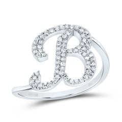 10K White Gold 1/4 CTW-Natural Diamond Gift Initial "B" Ring 2.18 Gram