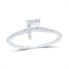 10K White Gold 1/6 CTW-Natural Diamond Gift Initial "F" Ring 1.17 Gram