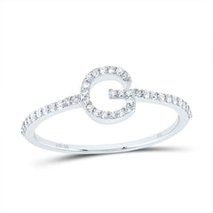 10K White Gold 1/6 CTW-Natural Diamond Gift Initial "G" Ring 1.15 Gram