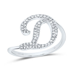 10K White Gold 1/5 CTW-Natural Diamond Gift Initial "D" Ring 2.02 Gram