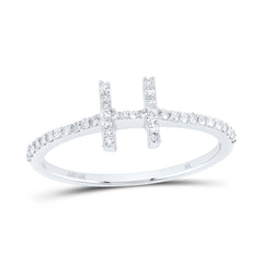10K White Gold 1/6 CTW-Natural Diamond Gift Initial "H" Ring 1.39 Gram