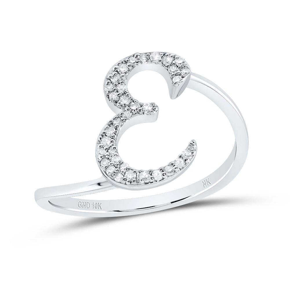 10K White Gold 1/8 CTW-Natural Diamond Gift Initial "E" Ring 1.48 Gram