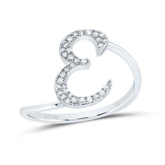 10K White Gold 1/8 CTW-Natural Diamond Gift Initial "E" Ring 1.48 Gram