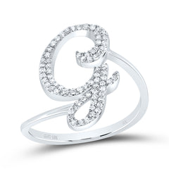 10K White Gold 1/4 CTW-Natural Diamond Gift Initial "G" Ring 2.21 Gram