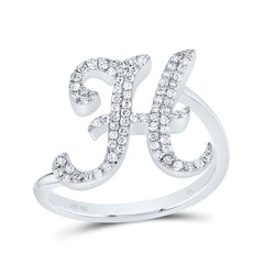 10K White Gold 1/4 CTW-Natural Diamond Gift Initial "H" Ring 2.21 Gram