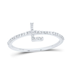 10K White Gold 1/6 CTW-Natural Diamond Gift Initial "L" Ring 1.2 Gram