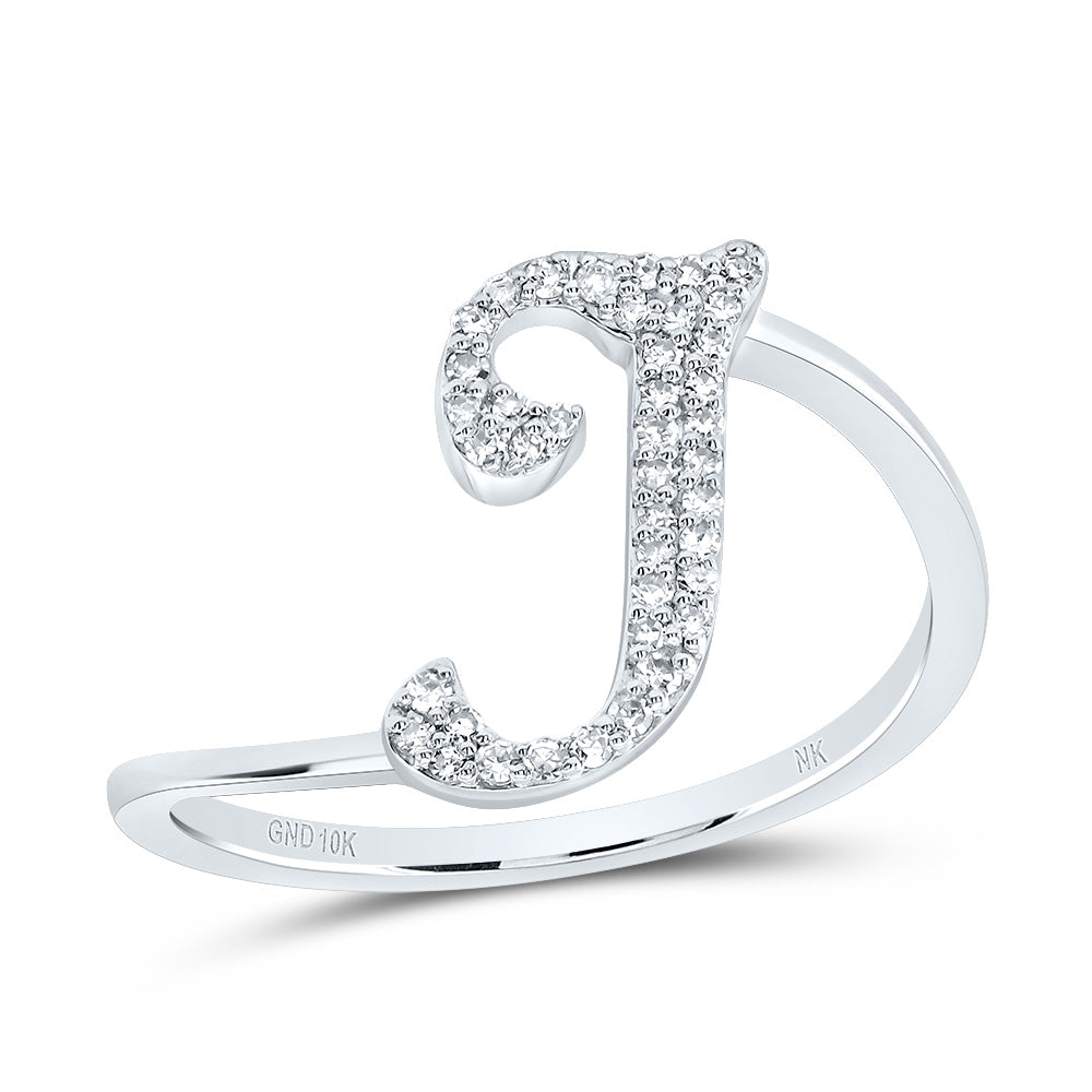 10K White Gold 1/8 CTW-Natural Diamond Gift Initial "I" Ring 1.53 Gram