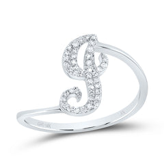 10K White Gold 1/8 CTW-Natural Diamond Gift Initial "J" Ring 1.54 Gram