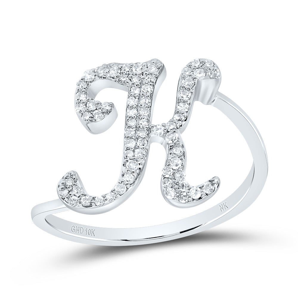 10k Gold 1/5 CTW-Natural Diamond Gift Initial "K" Ring Gram