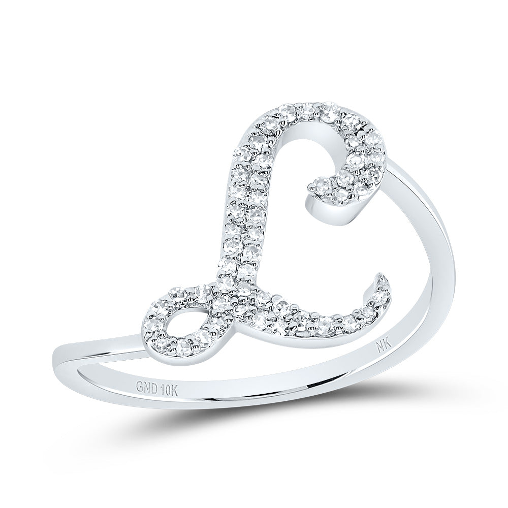 10K White Gold 1/6 CTW-Natural Diamond Gift Initial "L" Ring 1.66 Gram