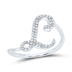 10K White Gold 1/6 CTW-Natural Diamond Gift Initial "L" Ring 1.66 Gram