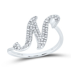 10K White Gold 1/4 CTW-Natural Diamond Gift Initial "N" Ring 2.07 Gram