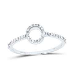 10K White Gold 1/6 CTW-Natural Diamond Gift Initial "O" Ring 1.22 Gram