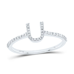 10K White Gold 1/6 CTW-Natural Diamond Gift Initial "U" Ring 1.38 Gram