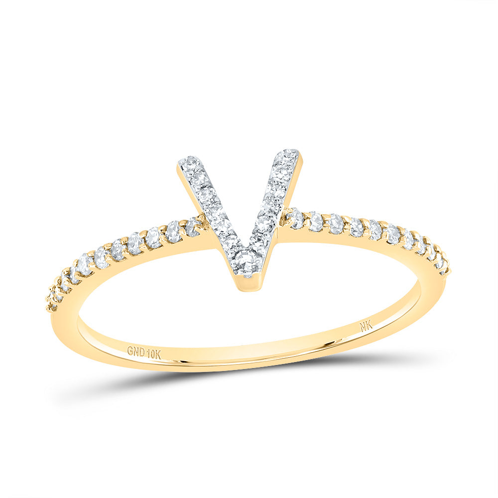 1/6CTW-DIA NK GIFT INITIAL "V" RING
